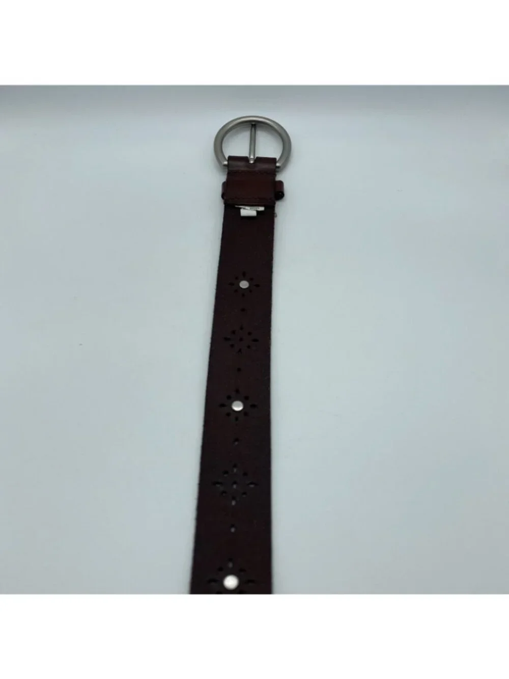 American Eagle Brown Genuine Leather Belt Women's XL Embossed Rhinestone 8977